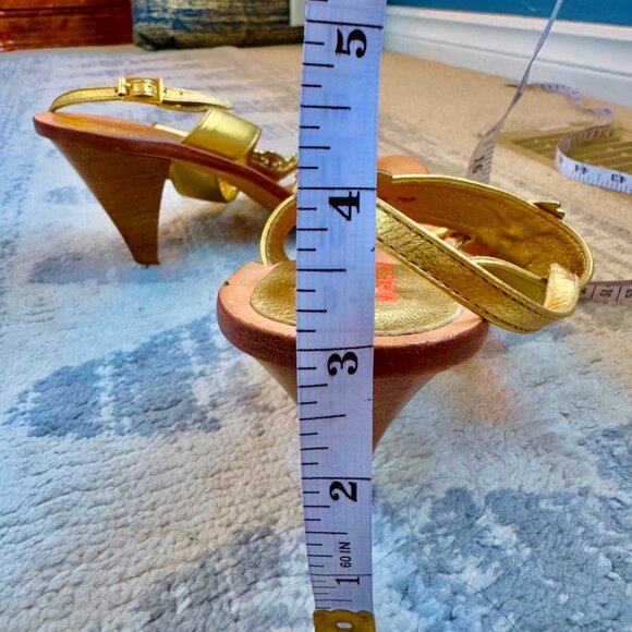 Gold Leather Heels with Gold and Green Metal Fish by KORS Michael Kors - Picture 9 of 9